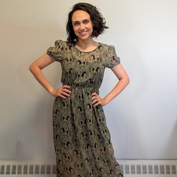 Green Patterned Maxi Dress - Picture 1 of 7